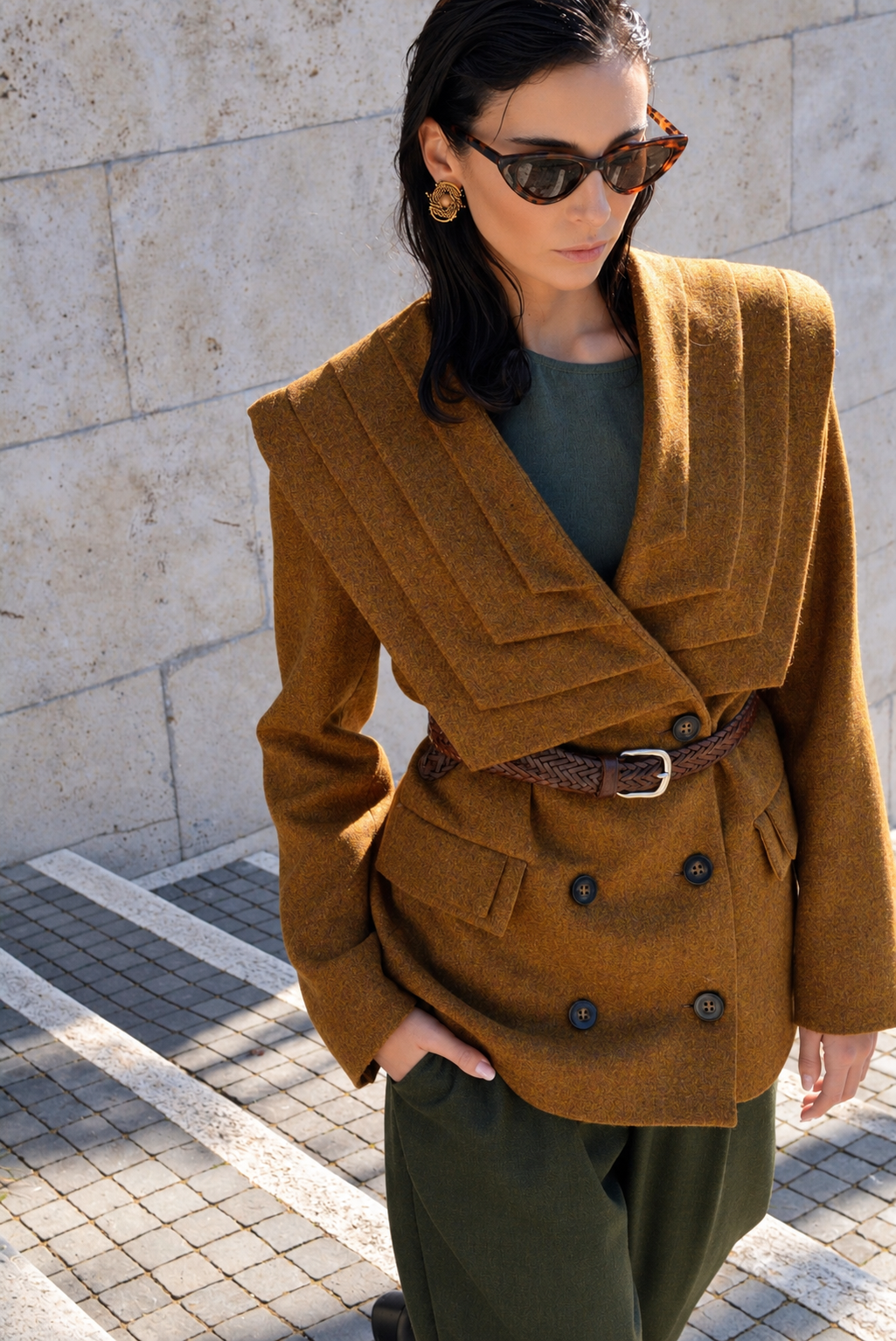 Pleats Blazer Tabacco