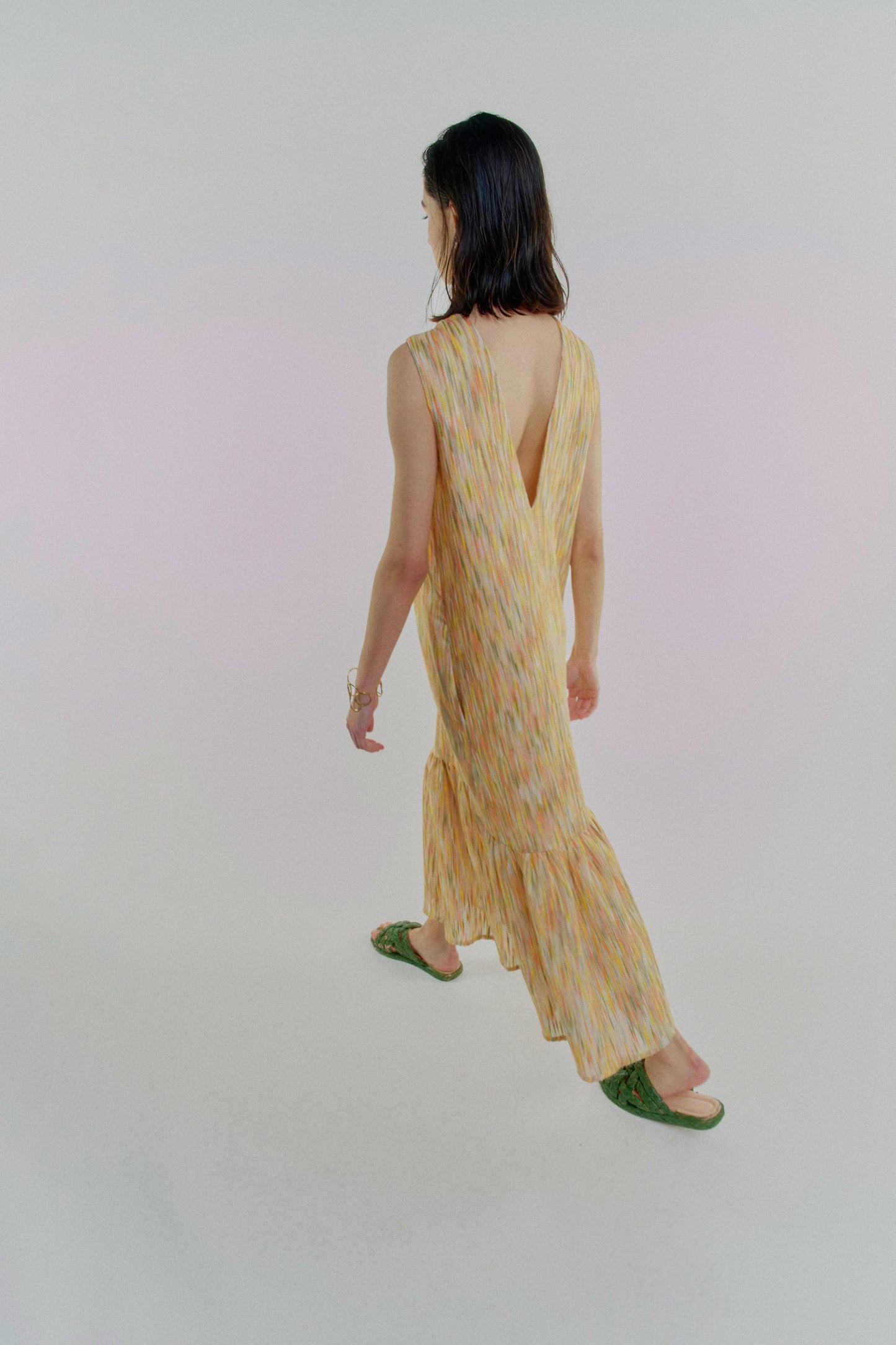 Abito Seta Ricamata Multicolore