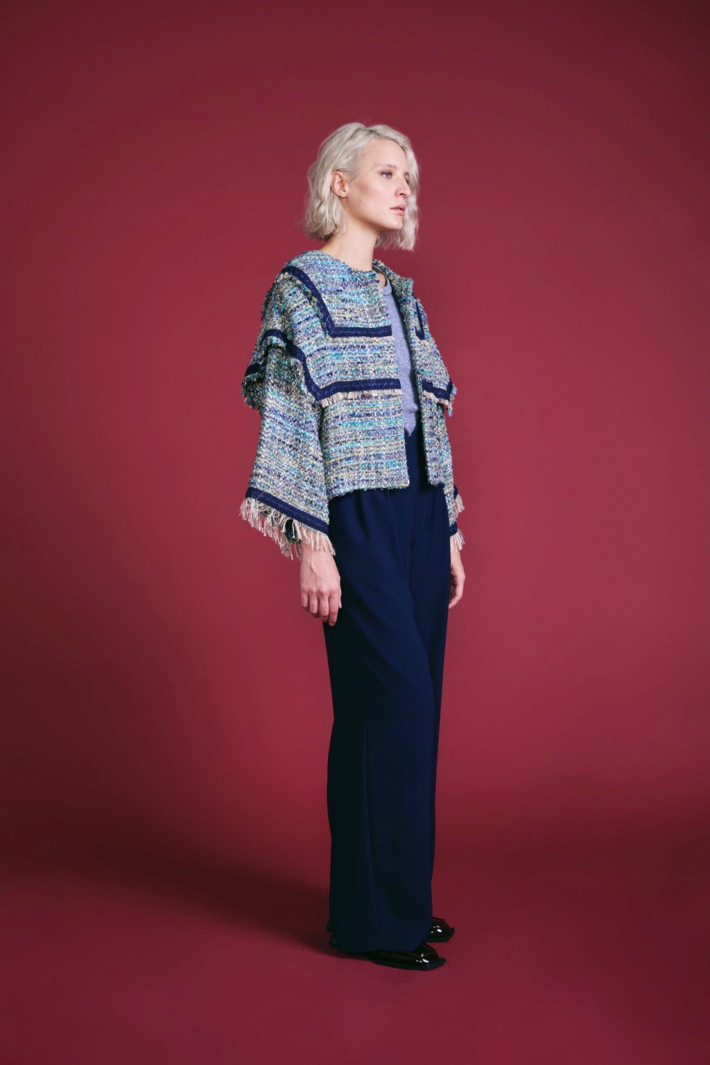 Giacca Bolero Frange Blu