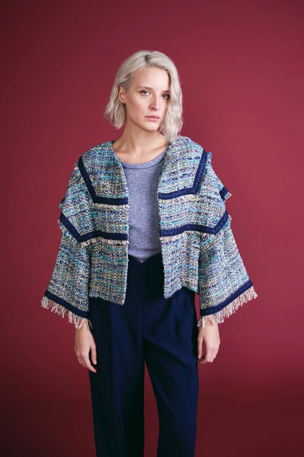 Giacca Bolero Frange Blu