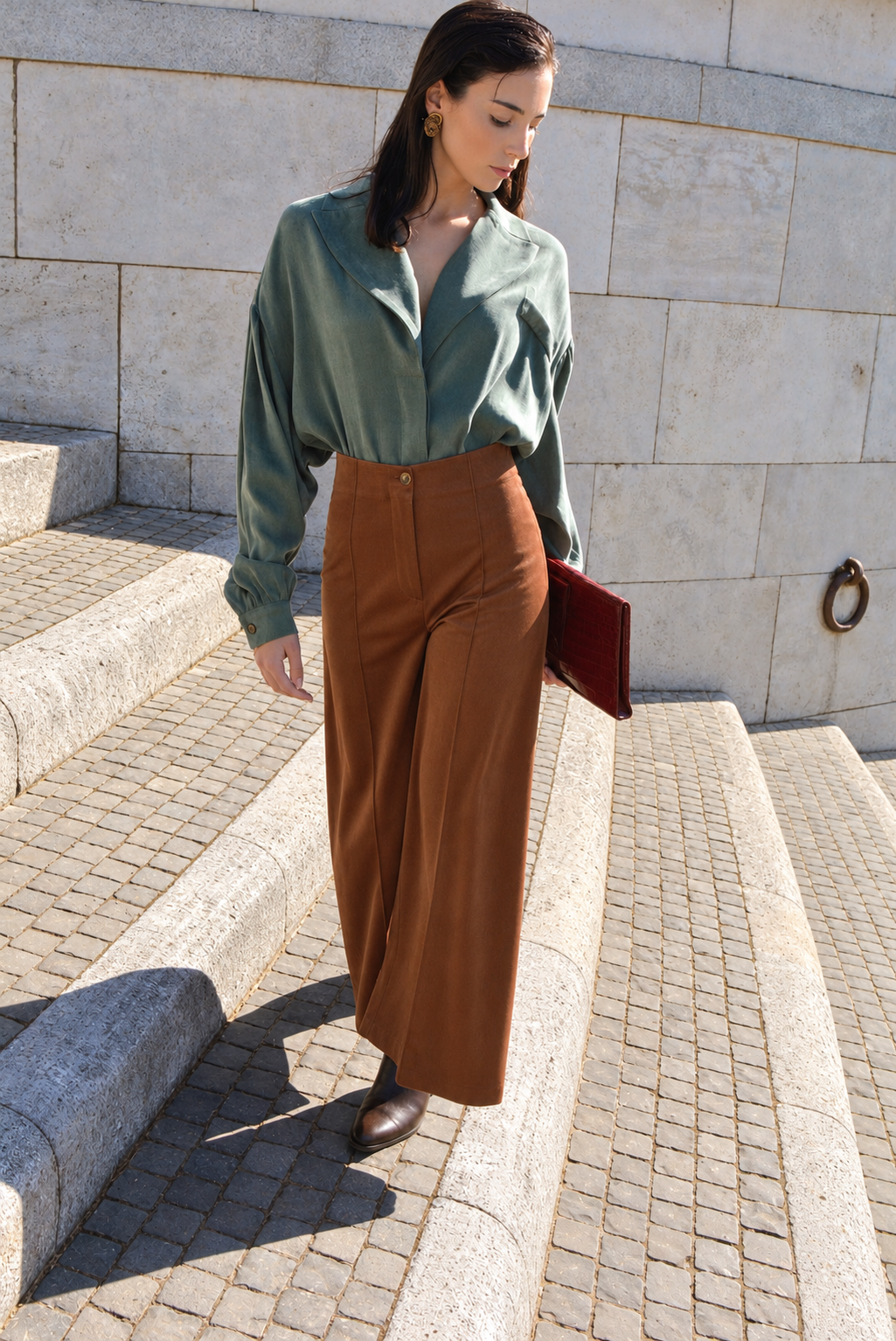 Wide Pants Velvet Cognac