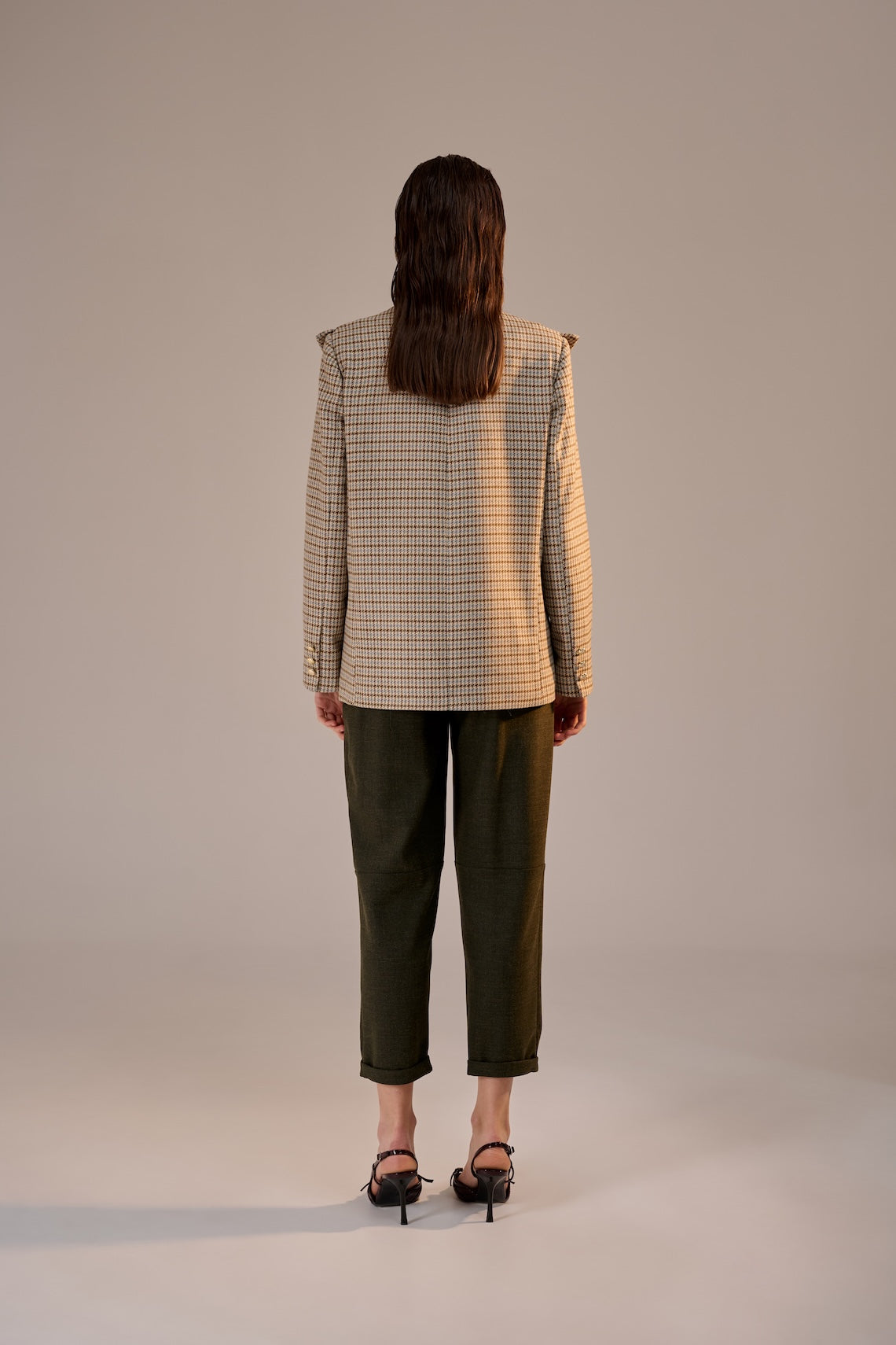 Pied-de-poule Pleats Blazer