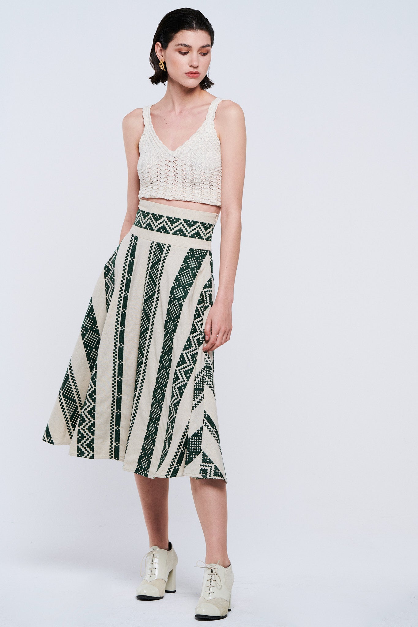 Green chain clearance print midi skirt