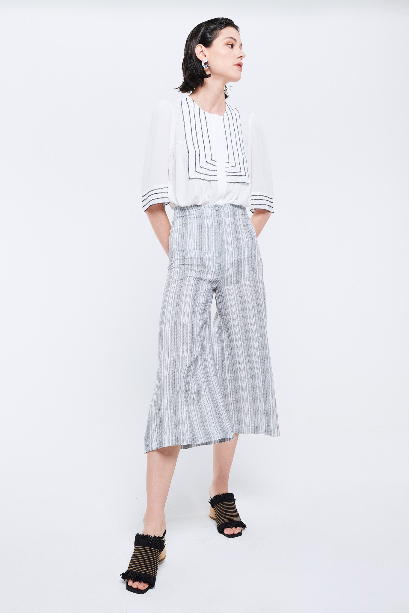Pantalone Largo righine Grigie