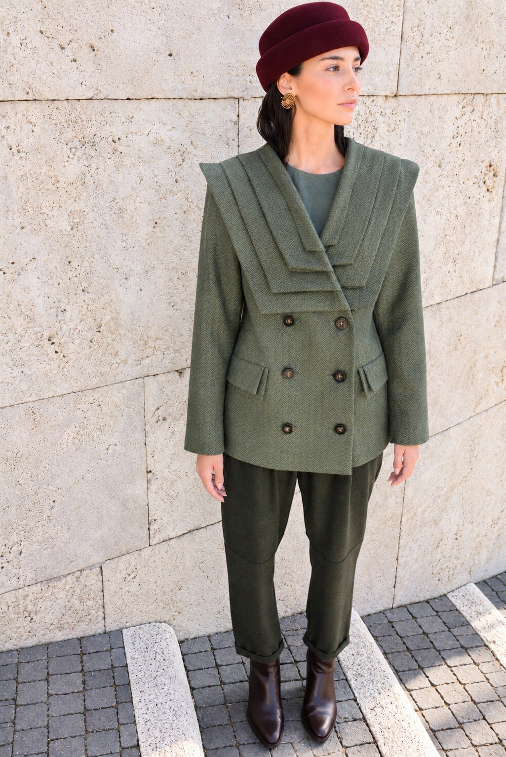 Pleats Blazer Green