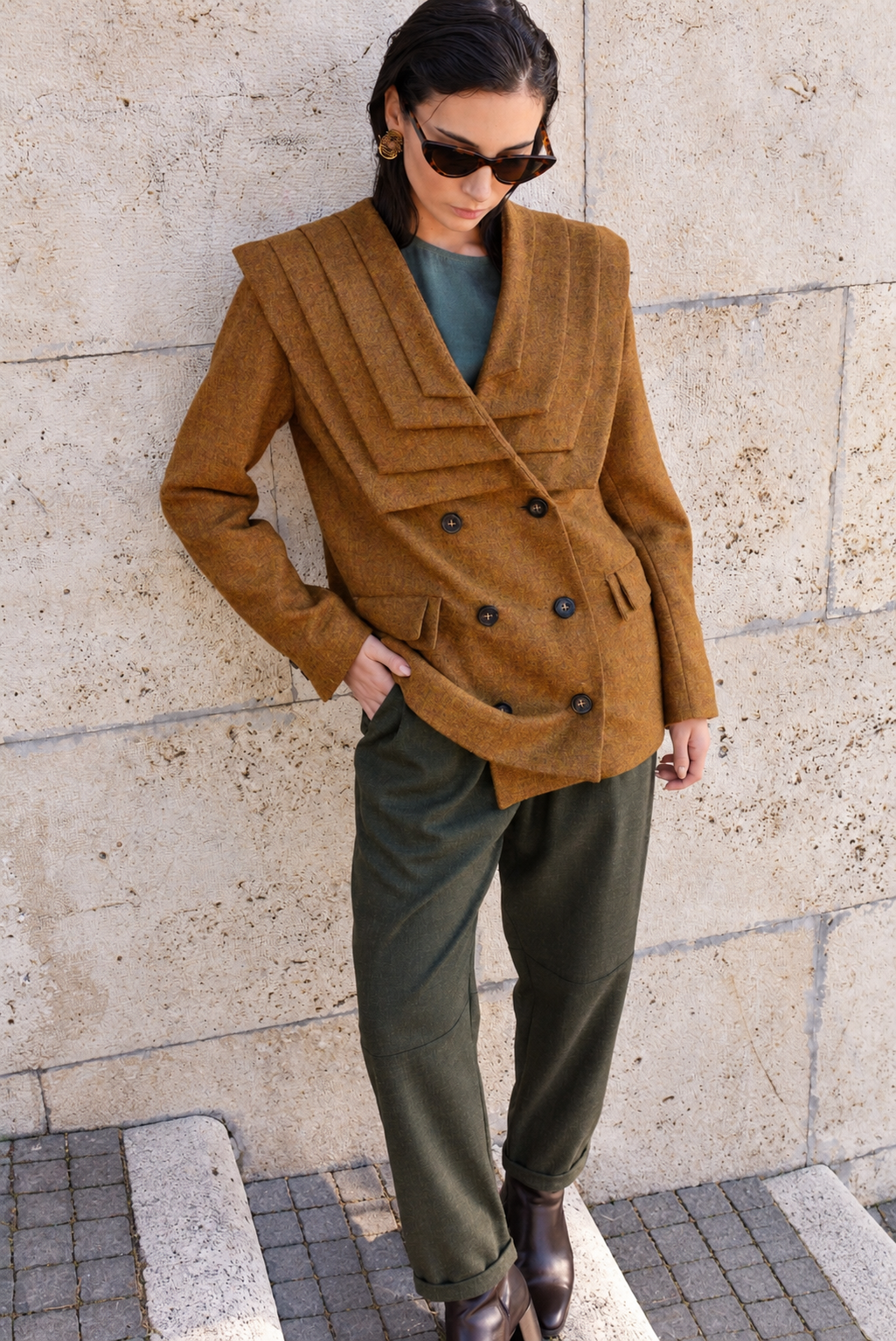 Pleats Blazer Tabacco