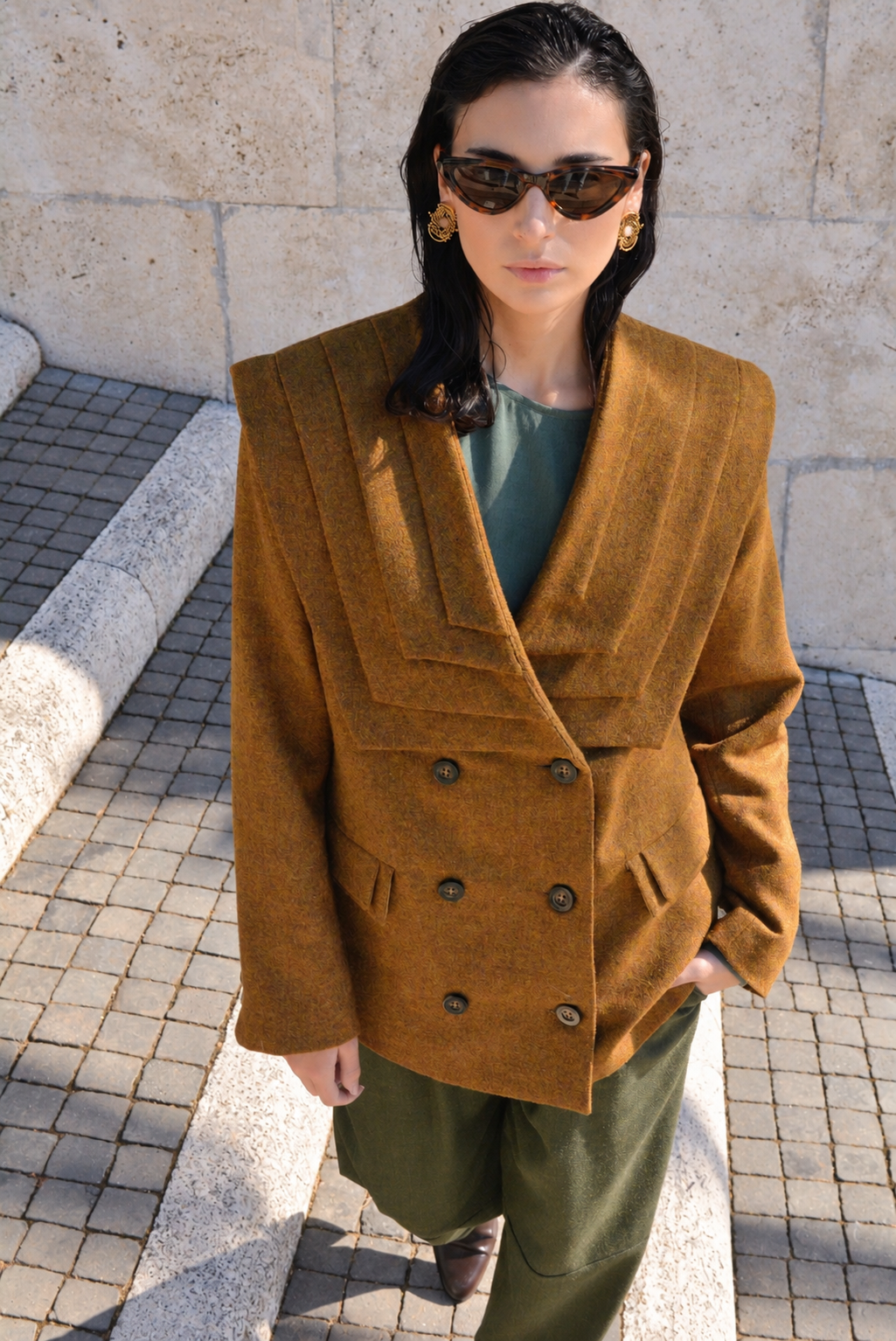 Pleats Blazer Tabacco