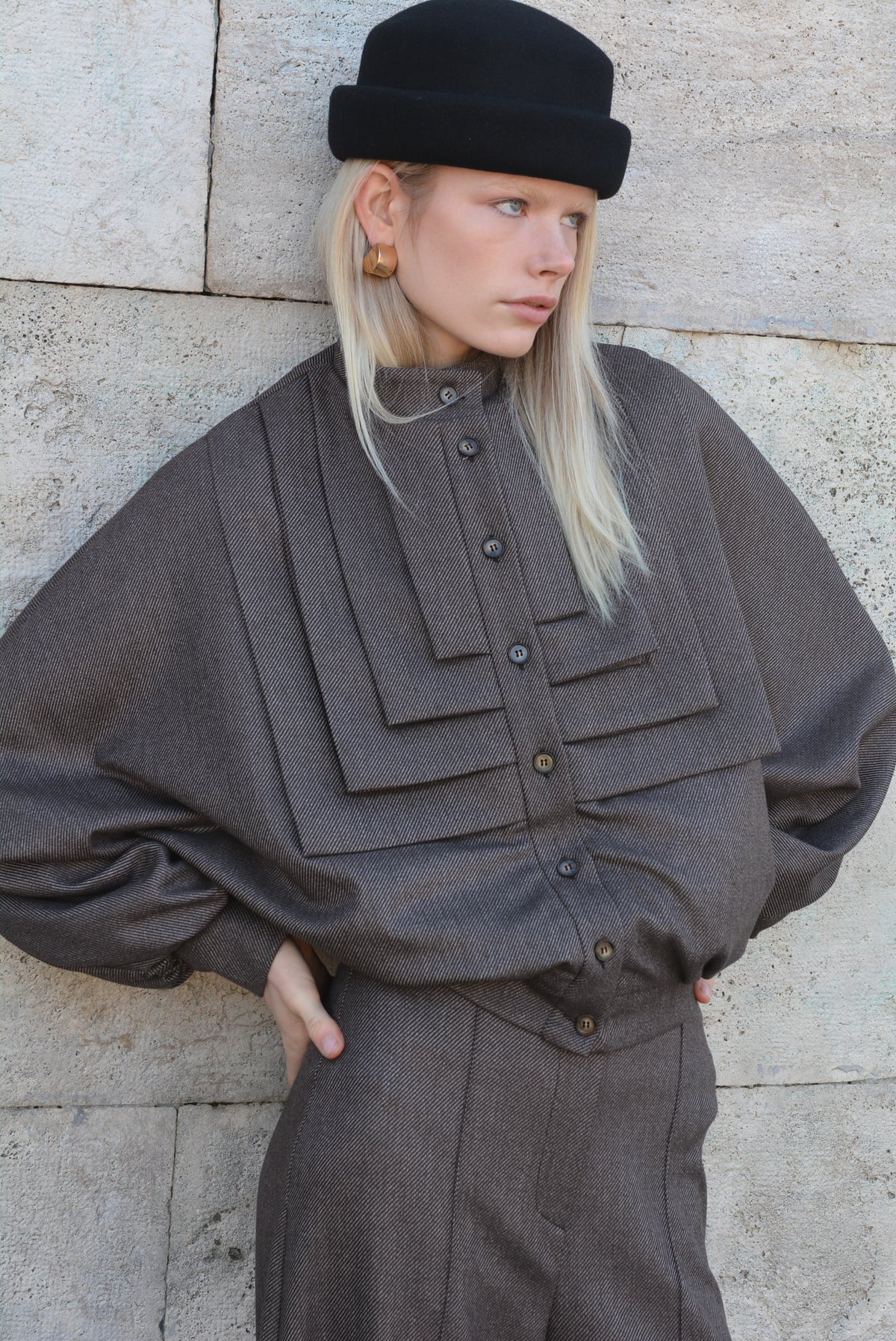 Pleats Bomber Cioccolato