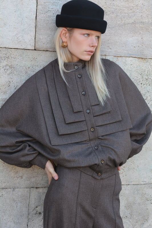 Pleats Bomber Cioccolato