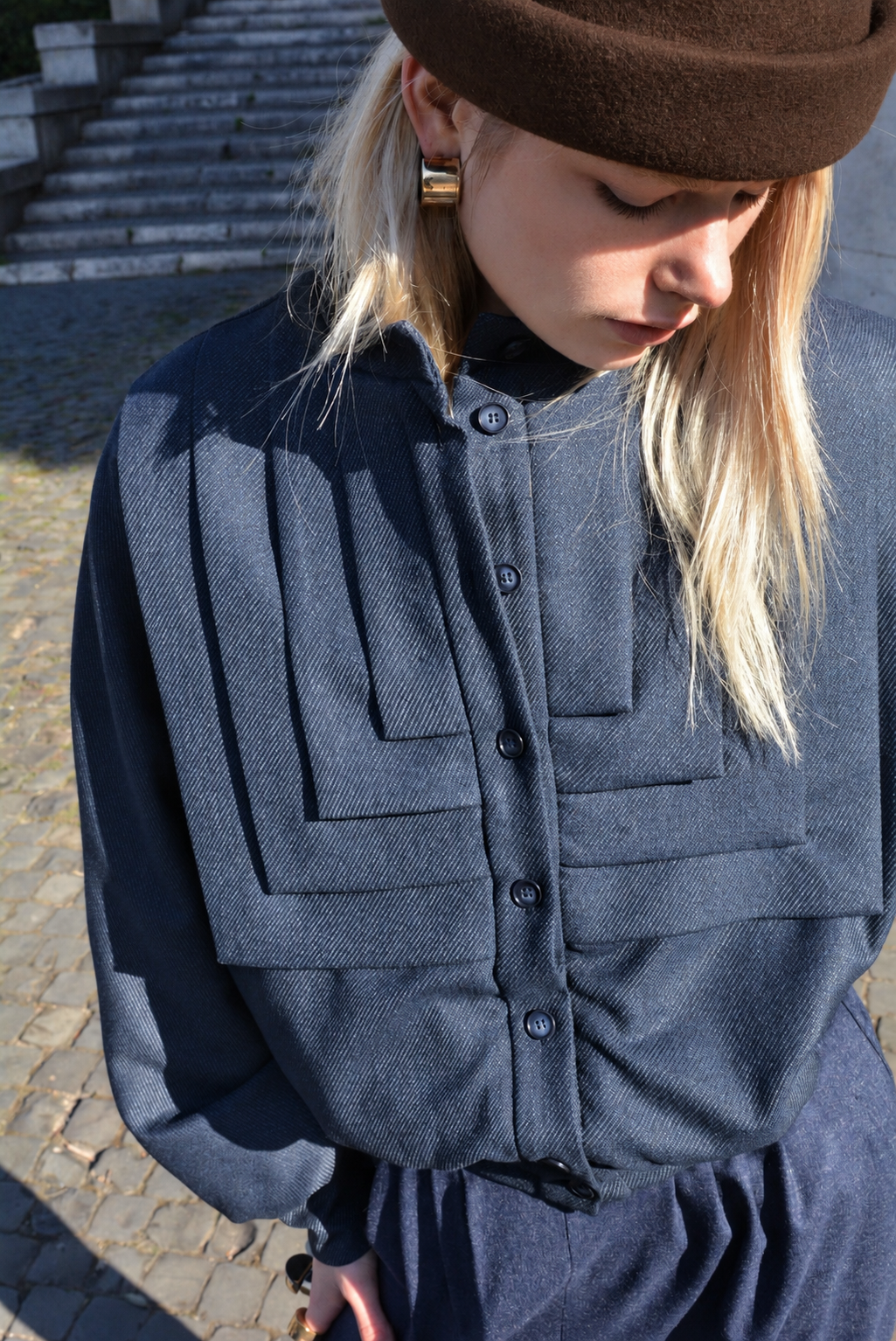 Pleats Bomber Blu