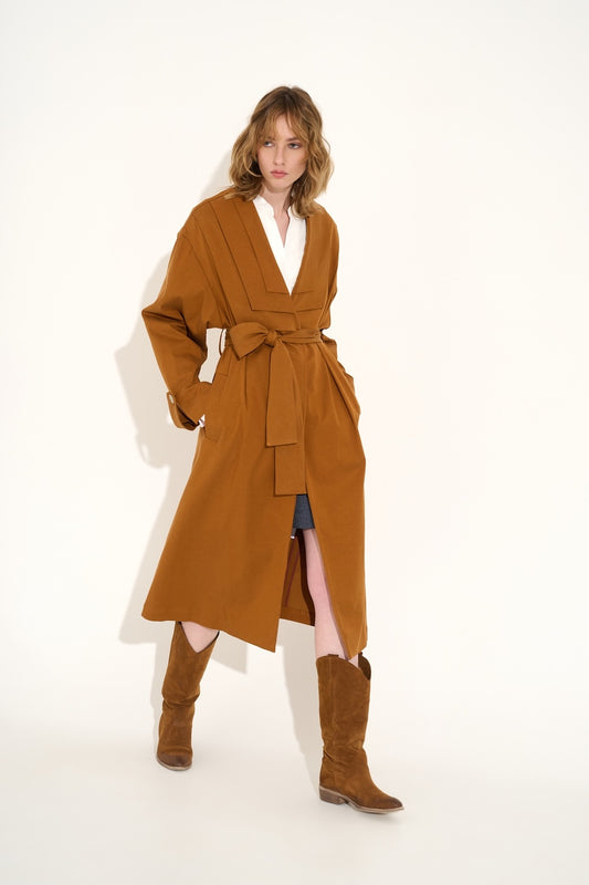 Pleats Trench Cognac
