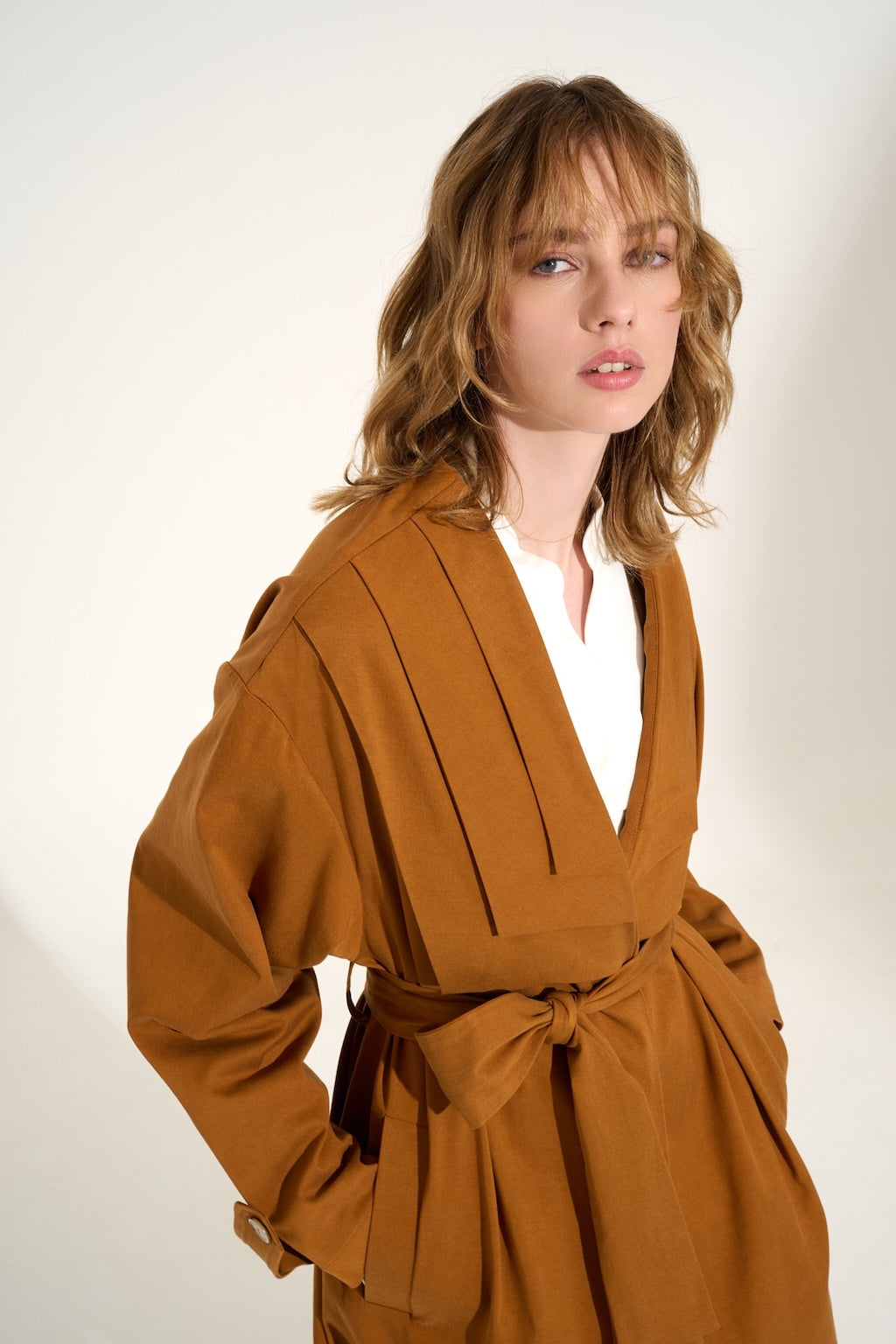 Pleats Trench Cognac