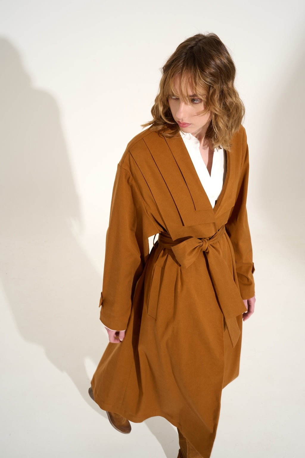 Pleats Trench Cognac