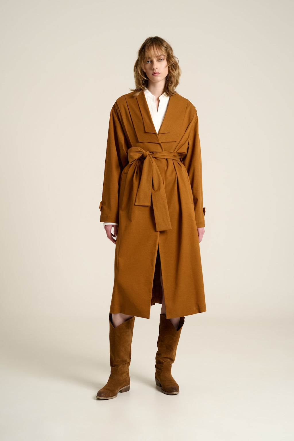 Pleats Trench Cognac