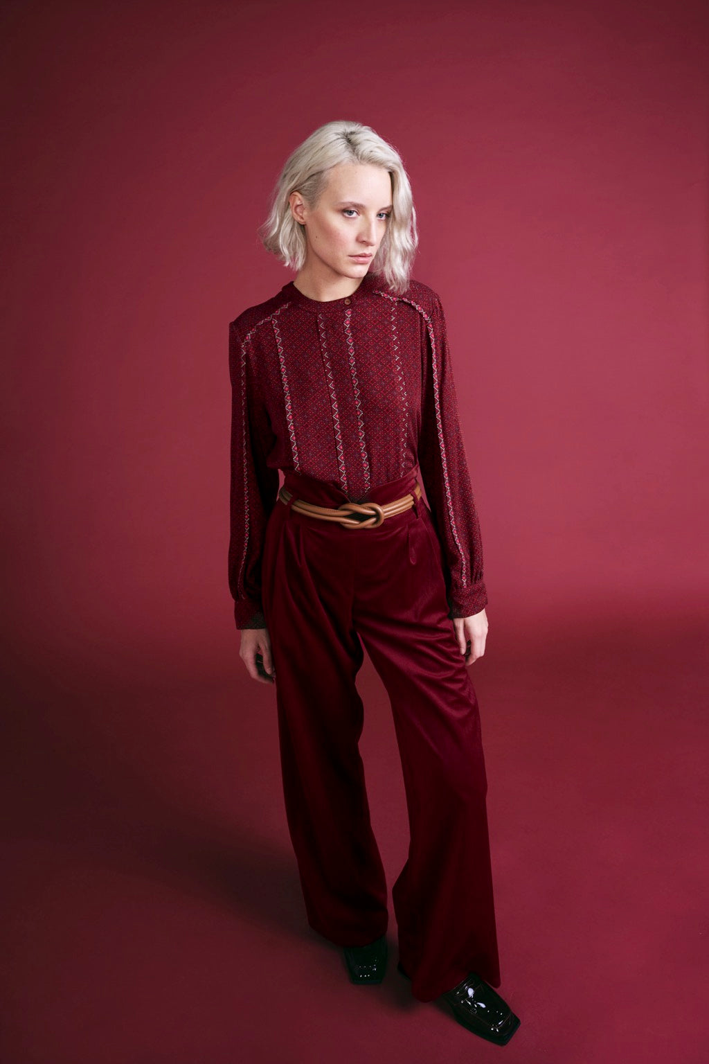 Blusa Necktie Bordeaux