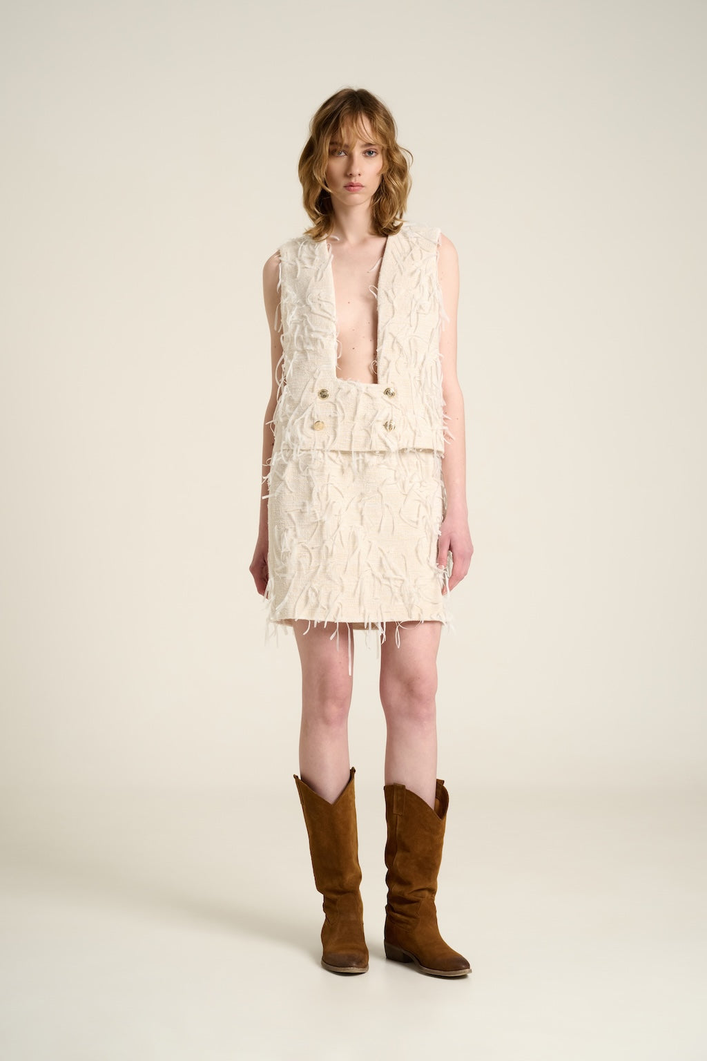 Gilet Frange Avorio