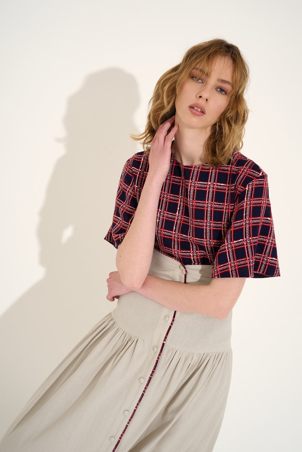 Blusa Jacquard a quadri