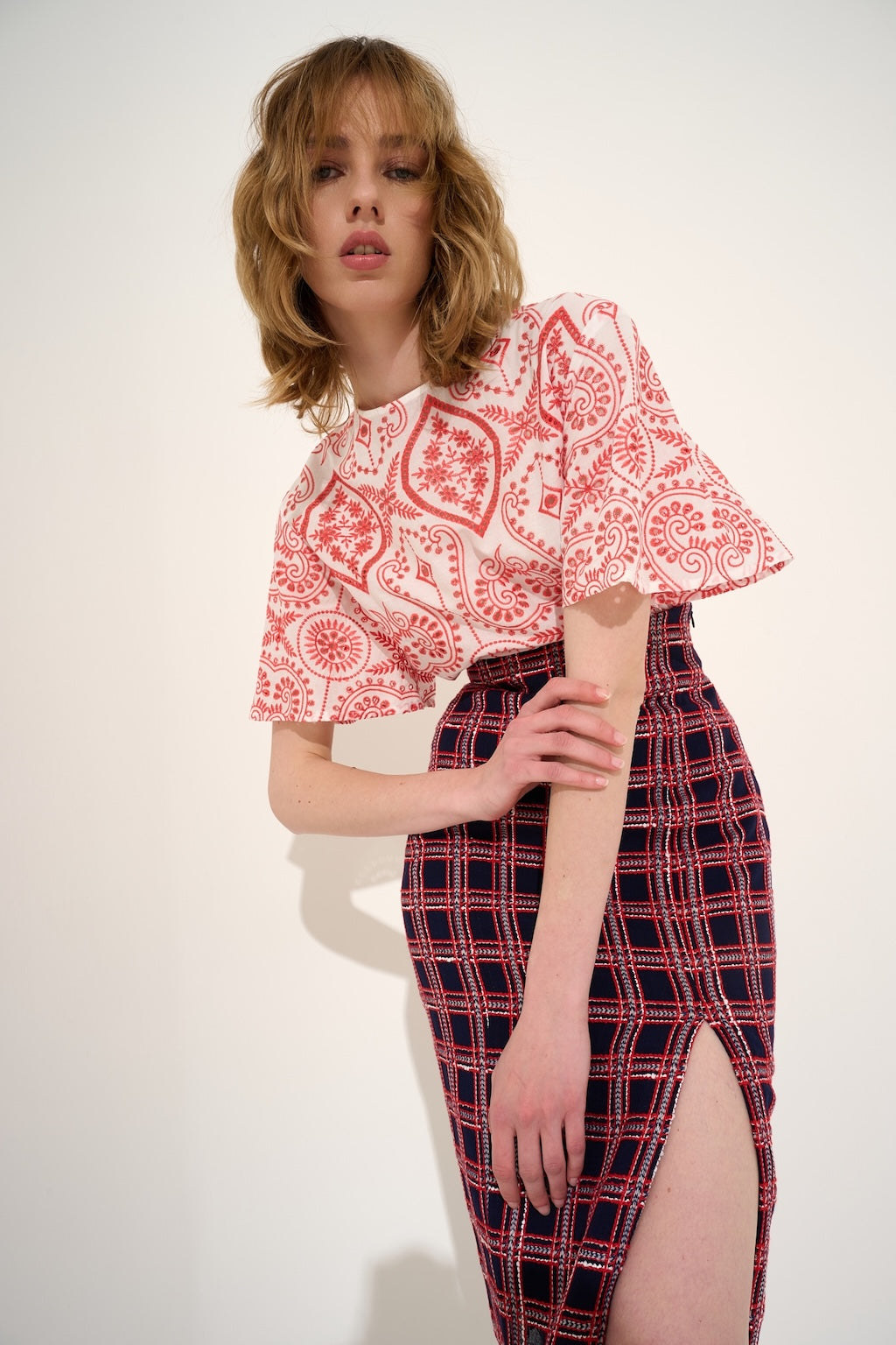 Blusa Sangallo Ricamo Rosso