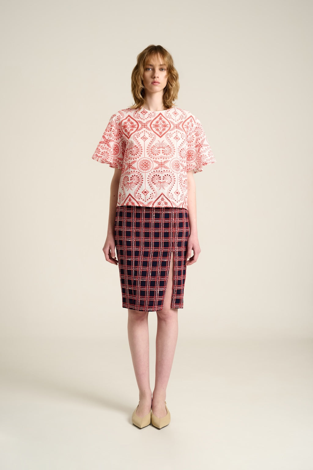Blusa Sangallo Ricamo Rosso