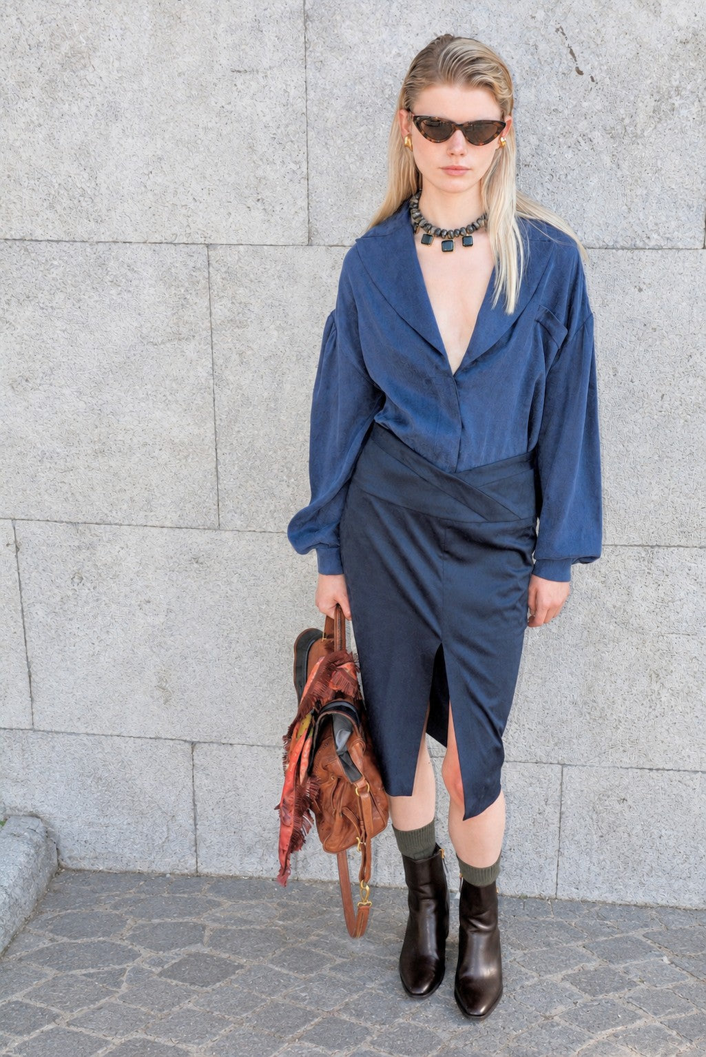 Suede Skirt Blue