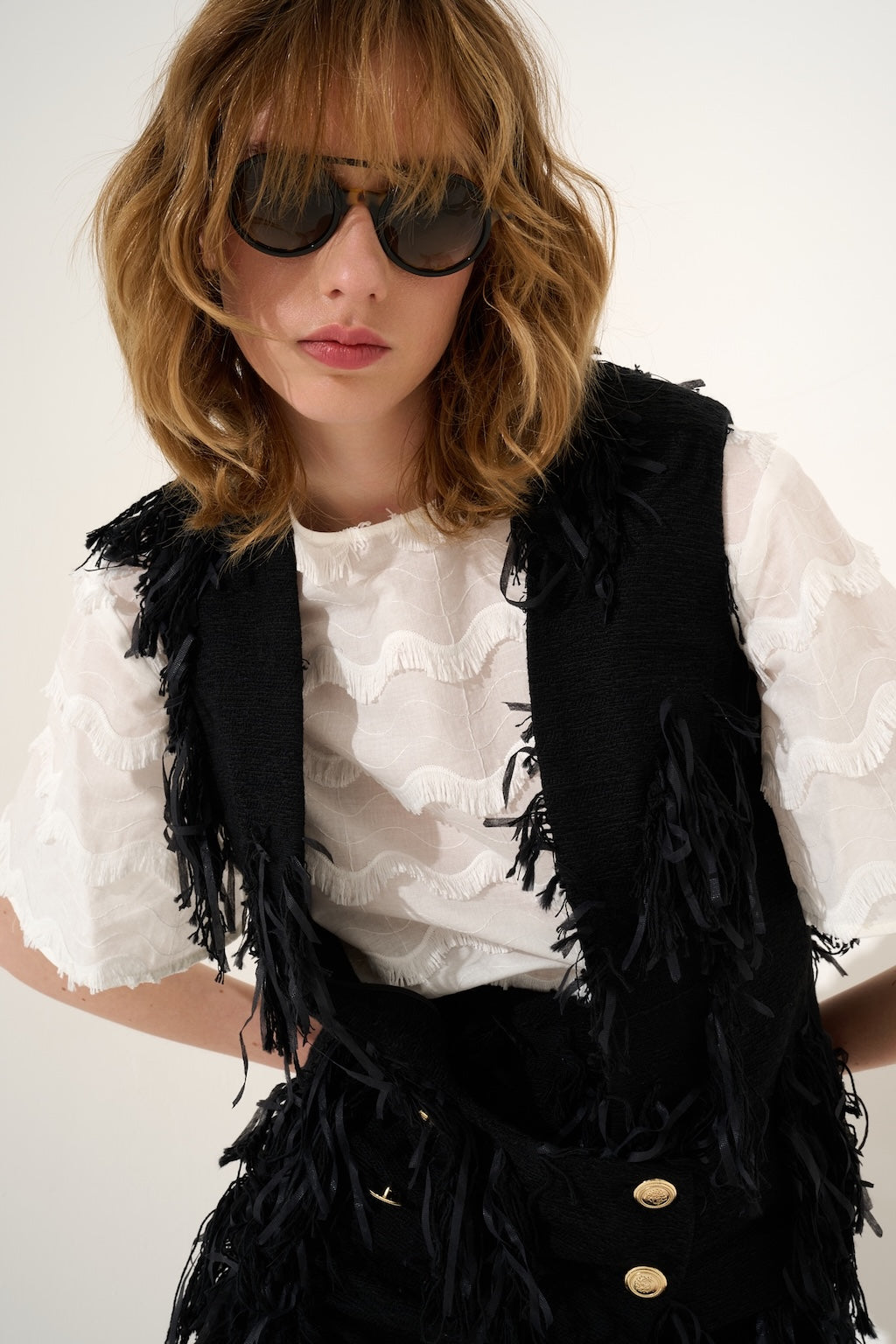 Blusa Bianca con frange