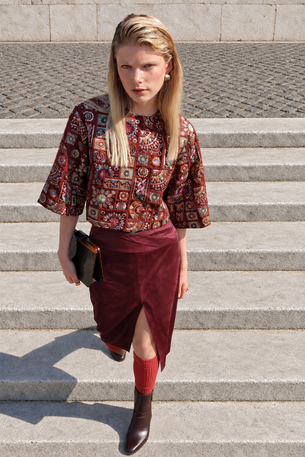 Suede Skirt Wine