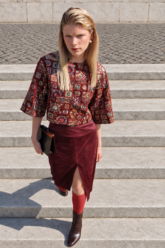 Suede Skirt Wine