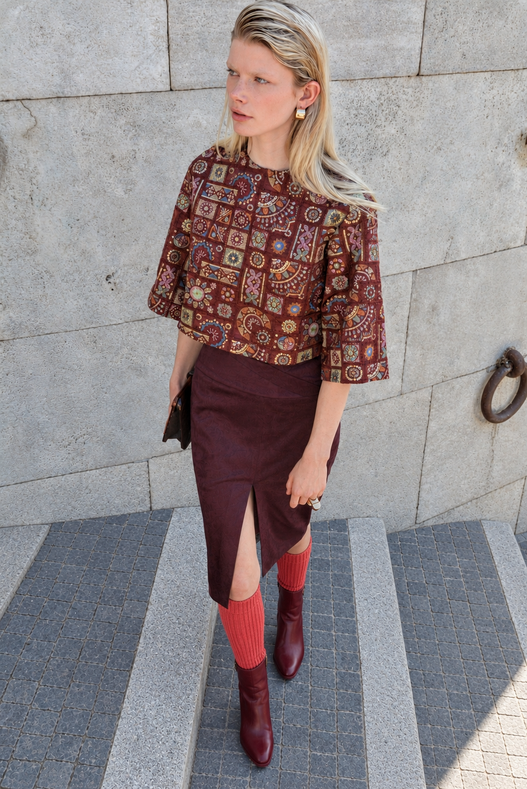 Suede Skirt Wine