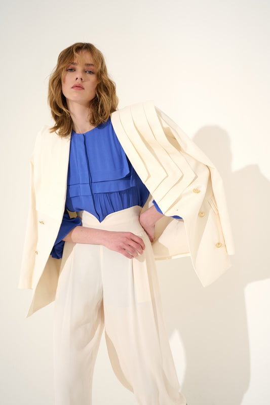 Pleats Blazer Avorio