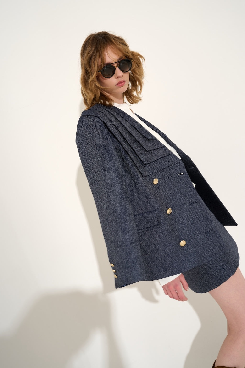 Pleats Blazer Blu