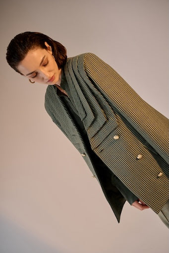 Green Pleats Blazer