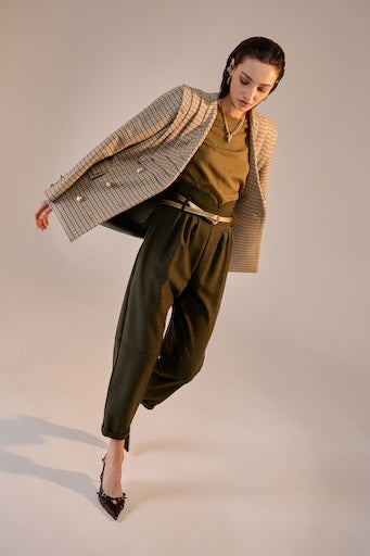 Pied-de-poule Pleats Blazer