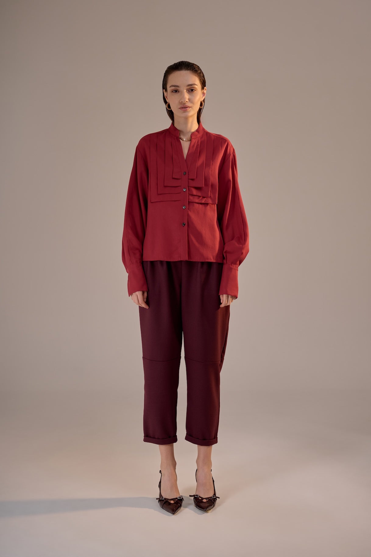 Pleats Shirt Burgundy