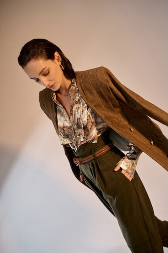 Pleats Shirt Gold Patterned