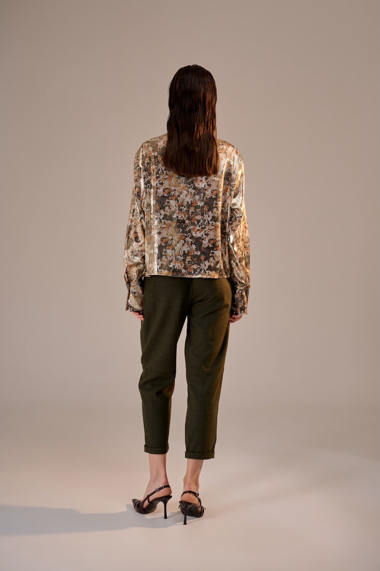 Pleats Shirt Gold Patterned