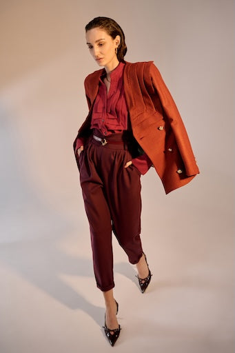 Rust Pleats Blazer