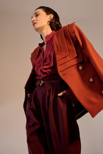 Rust Pleats Blazer