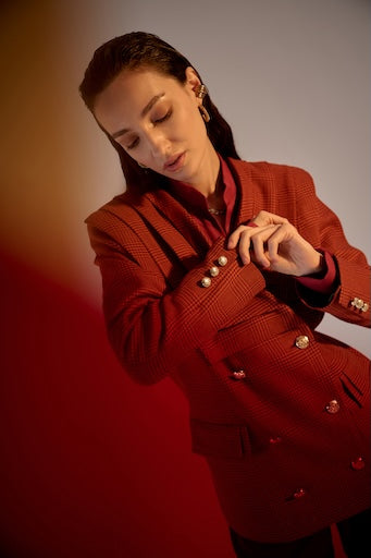 Rust Pleats Blazer