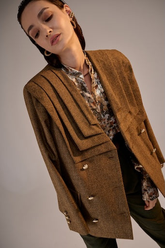 Tabacco Pleats Blazer