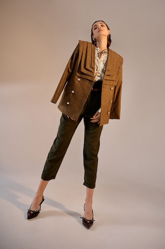 Tabacco Pleats Blazer