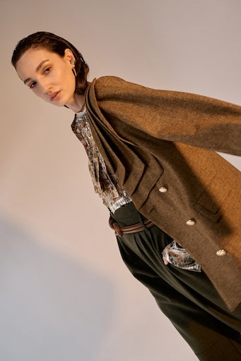 Tabacco Pleats Blazer