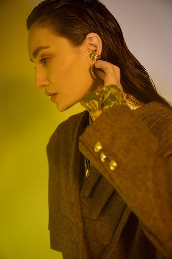 Tabacco Pleats Blazer