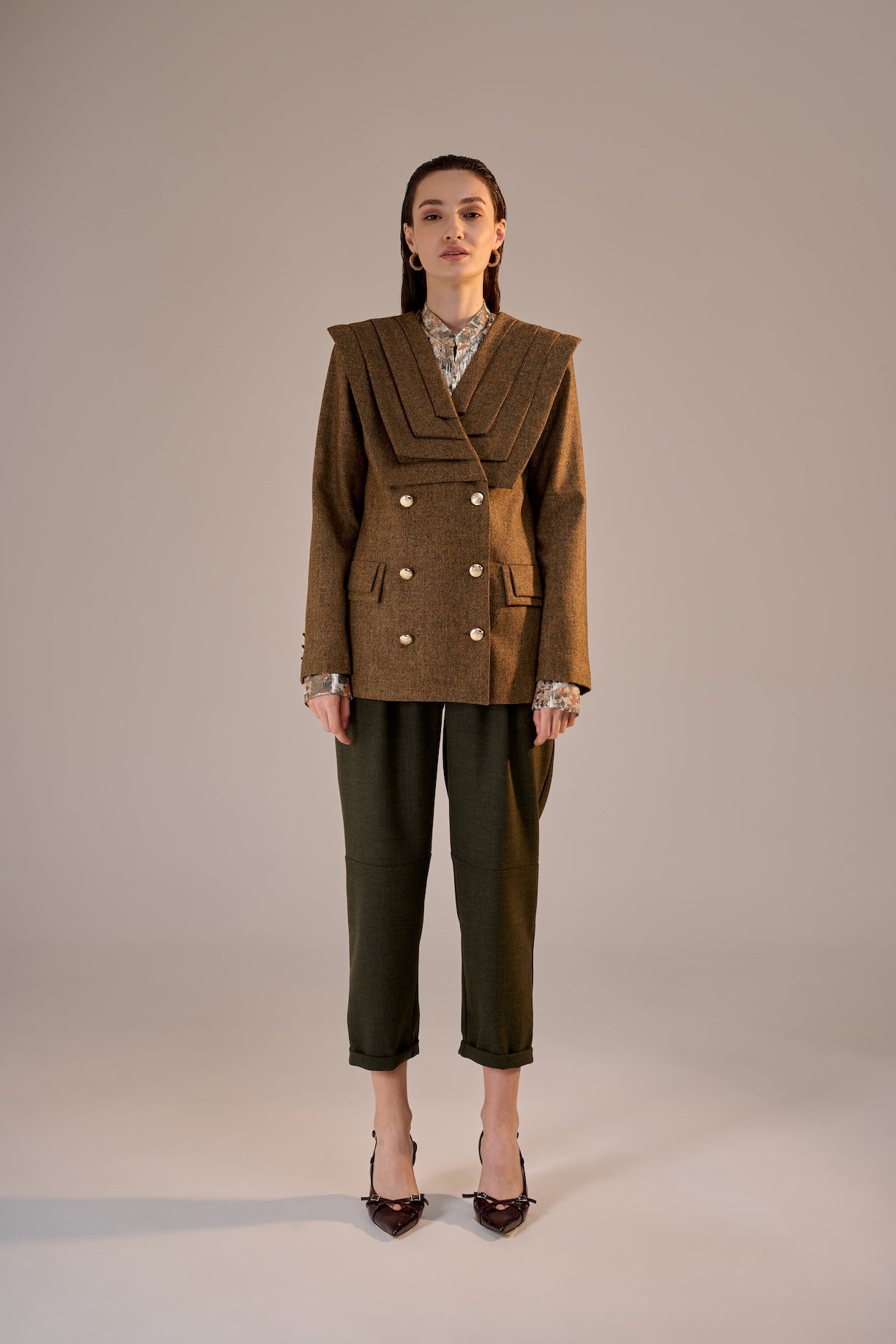 Tabacco Pleats Blazer