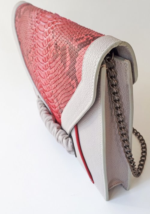 Mud Clutch bag with coral python insert