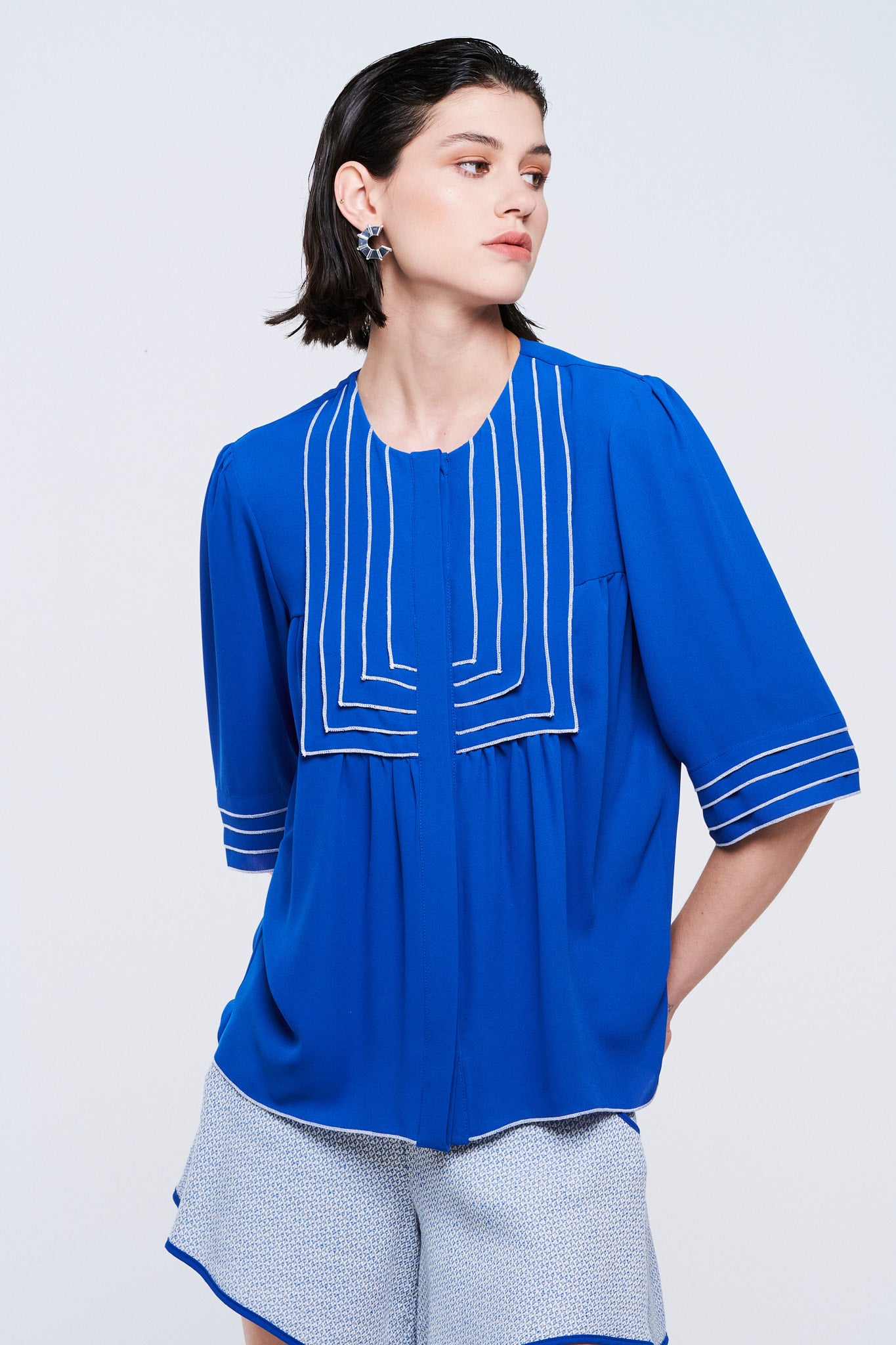 Shirt with Blue Pleats