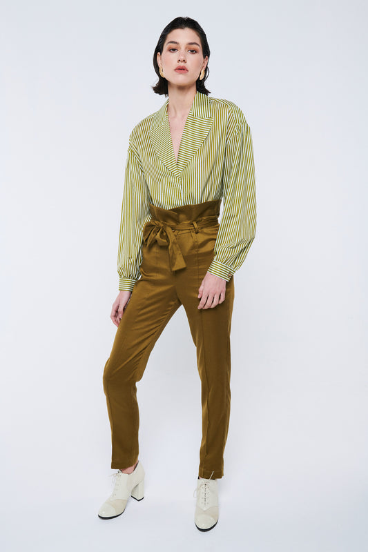 Trousers with Olive Bow