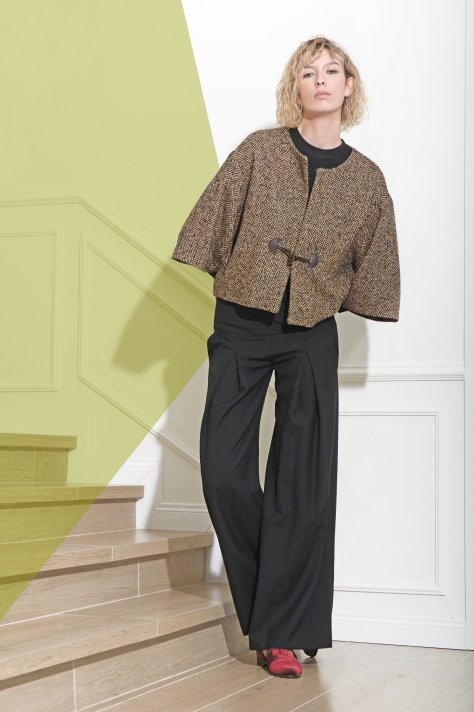 Pantalone a Palazzo Nero Grigio-chiaro Bordeaux